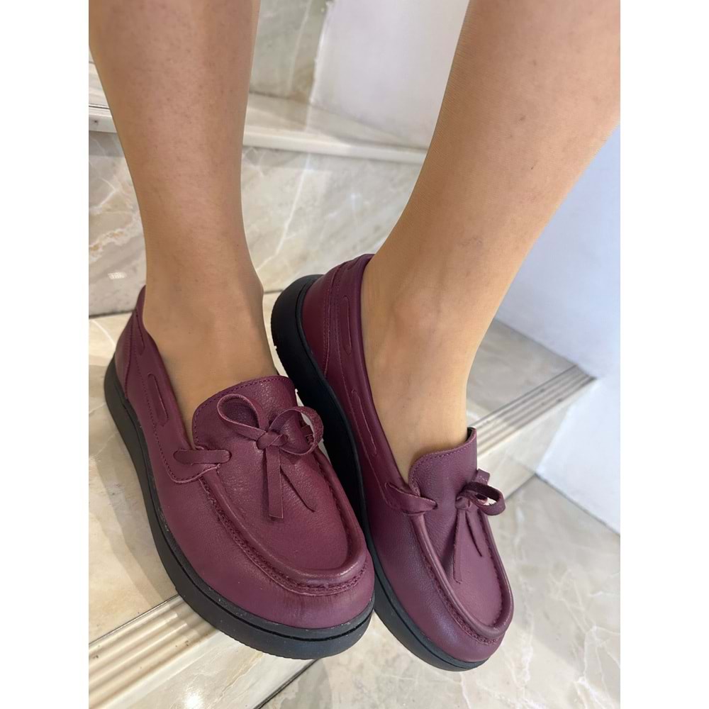 Bordo Fiyonklu Loafer