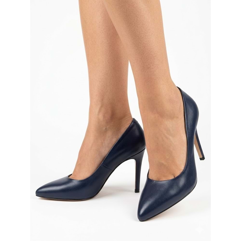 Lacivert Sivri Burun Stiletto Topuklu Ayakkabı