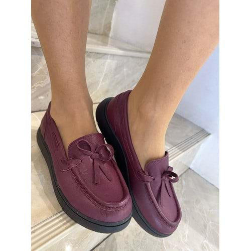 Bordo Fiyonklu Loafer