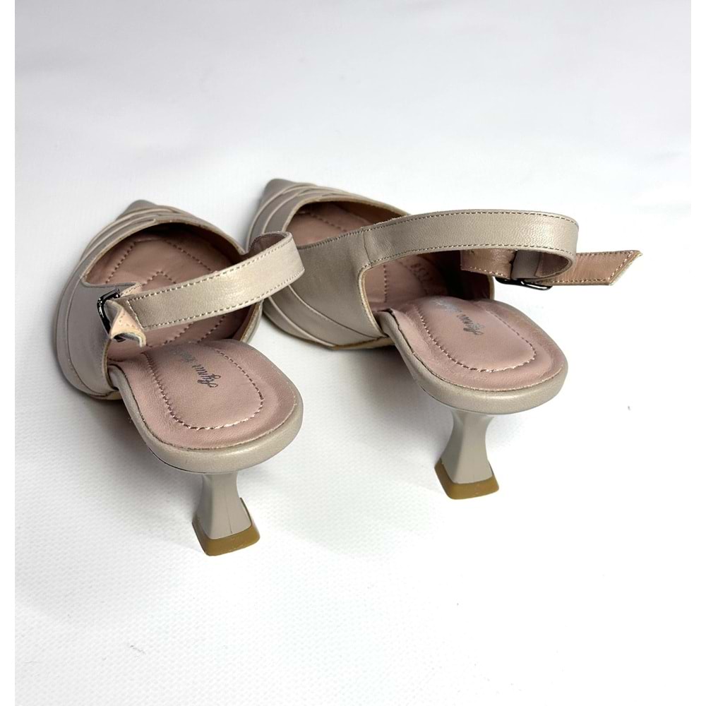 Vizon Çapraz Bantlı Sivri Burun Slingback Ayakkabı